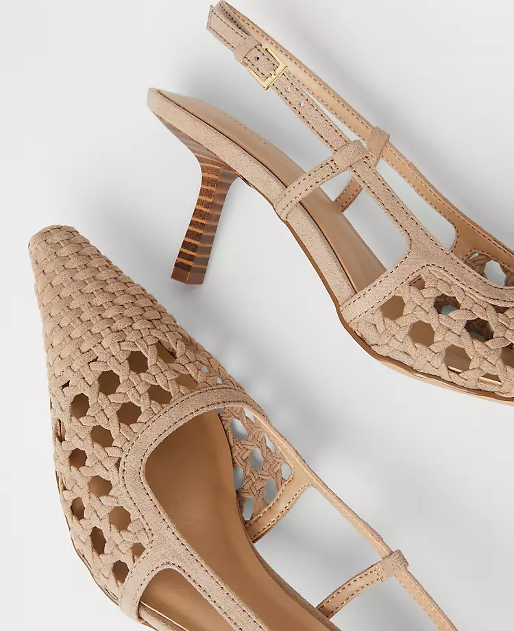 Woven Nip Toe Slingback Pumps Light Sand 4 Woven Nip Toe Slingback Pumps Light Sand - Image 2
