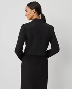 The Military Blazer Jacket In Fluid Crepe Black -Anntaylor Shop 857122 2222 ALT1