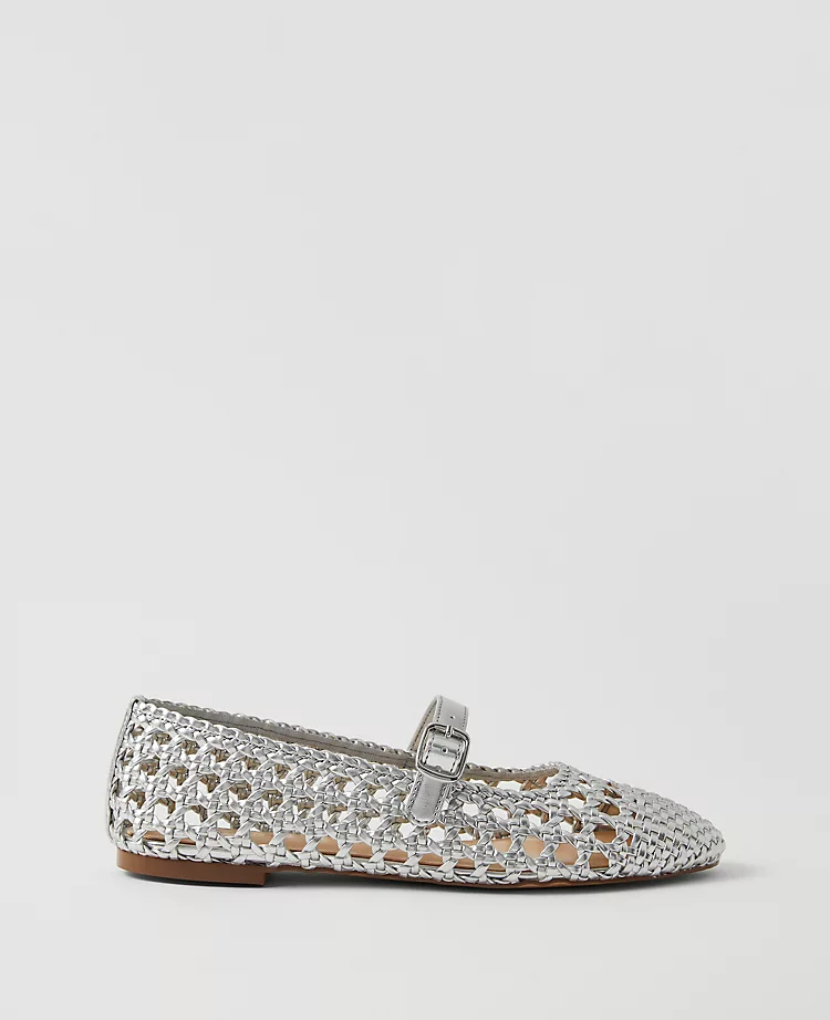 Metallic Woven Mary Jane Ballet Flat Silver Metallic 3 Metallic Woven Mary Jane Ballet Flat Silver Metallic