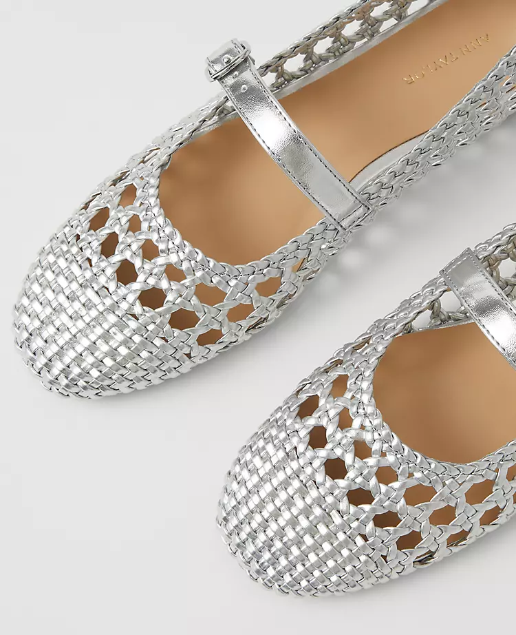 Metallic Woven Mary Jane Ballet Flat Silver Metallic 4 Metallic Woven Mary Jane Ballet Flat Silver Metallic - Image 2
