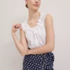 Petite Weekend Collection Eyelet Tie Neck Top White -Anntaylor Shop 857135 9000