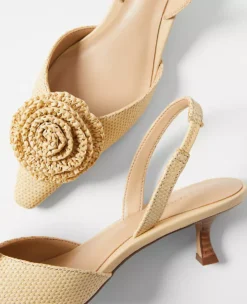 Raffia Flower Slingback Pumps Natural -Anntaylor Shop 857152 7195 ALT1