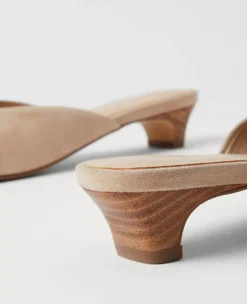 Suede Kitten Heel Mule Pumps Light Sand -Anntaylor Shop 857154 7514 ALT1