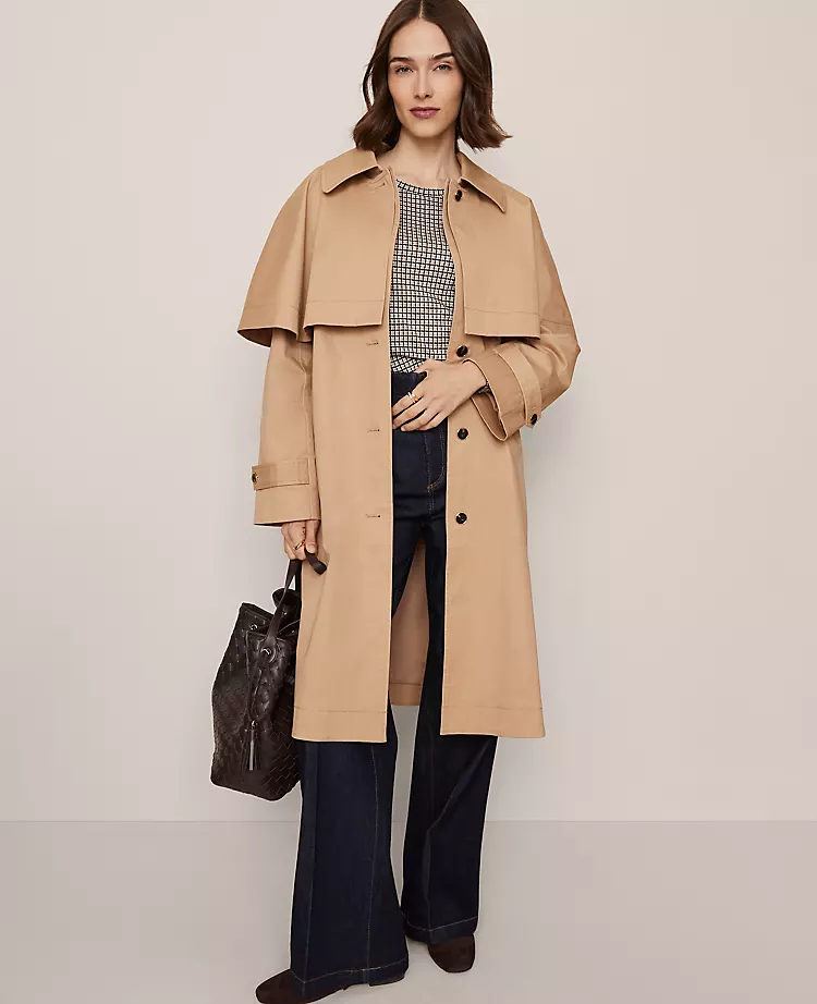 Removable Cape Trench Coat Cafe Au Lait 4 Removable Cape Trench Coat Cafe Au Lait - Image 2