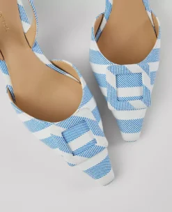 Pointy Toe Buckle Slingback Pumps Zephyr Blue -Anntaylor Shop 857217 1286 ALT1