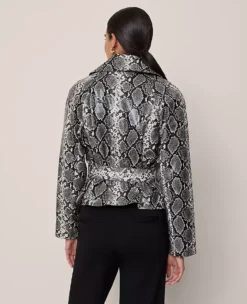 Snake Print Belted Trench Coat Black/ Neutral Snakeskin -Anntaylor Shop 857220 019856 ALT1