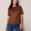 Faux Suede Top Chocolate Mousse -Anntaylor Shop 857224 7412