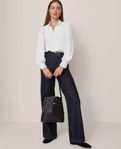 Lace Collar Blouson Sleeve Shirt Winter White -Anntaylor Shop 857227 9192 ALT2