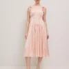 Petite Petaled Ruffle Midi Dress Ceramic Pink -Anntaylor Shop 857281 5979