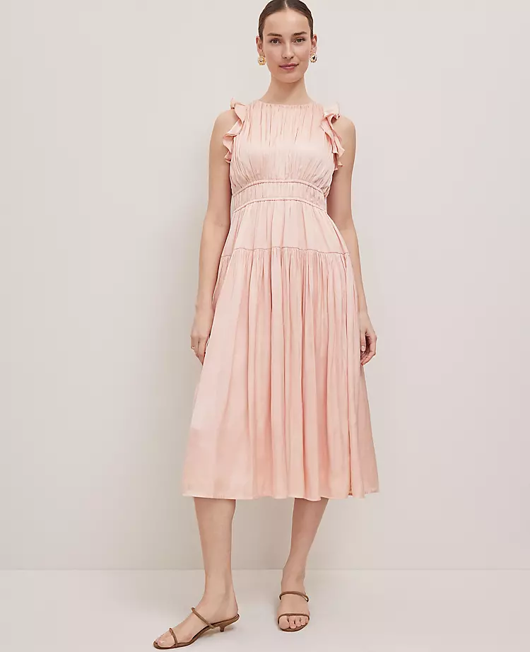 Petite Petaled Ruffle Midi Dress Ceramic Pink 3 Petite Petaled Ruffle Midi Dress Ceramic Pink