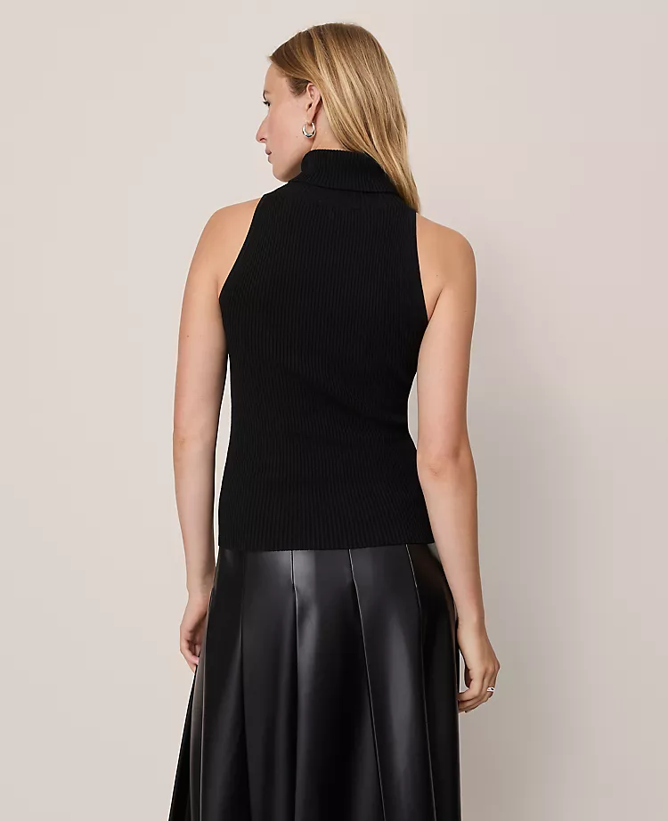 Ribbed Turtleneck Shell Black 5 Ribbed Turtleneck Shell Black - Image 3