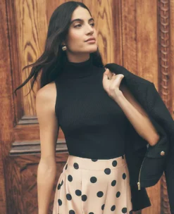 Ribbed Turtleneck Shell Black