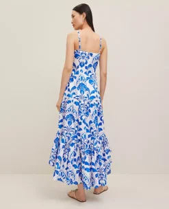 Petite Tiled Tiered Strappy Maxi Dress Power Blue -Anntaylor Shop 857309 520291 ALT1