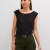 Sleeveless Crew Neck Top Black -Anntaylor Shop 857357 2222