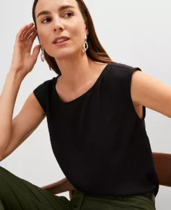 Sleeveless Crew Neck Top Black -Anntaylor Shop 857357 2222 ALT2