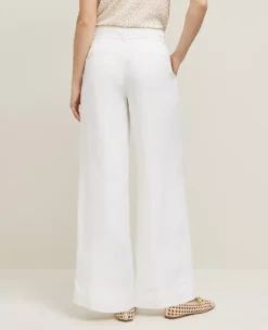 The Petite Belted Wide-Leg Pant In Linen Blend White -Anntaylor Shop 857359 9000 ALT2