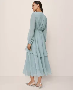 V-Neck Ruffle Maxi Dress Lakeside View -Anntaylor Shop 857360 019813 ALT1