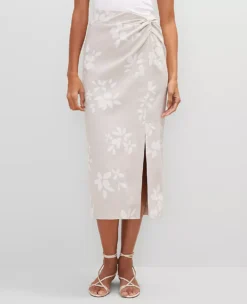 Petite Knotted Linen BlendPencil Skirt White 9 Petite Knotted Linen BlendPencil Skirt White -Anntaylor Shop 857396 519942 ALT1