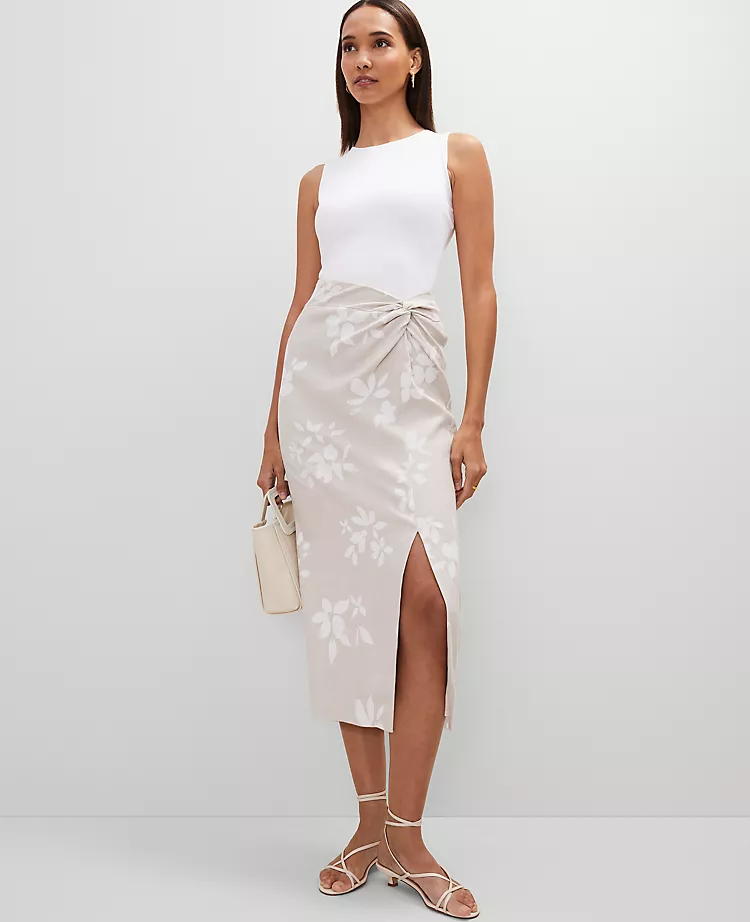 Petite Knotted Linen BlendPencil Skirt White 7 Petite Knotted Linen BlendPencil Skirt White - Image 5