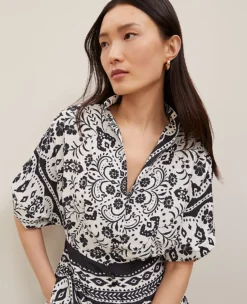 Petite Tiled Satin Button Dress Black 7 Petite Tiled Satin Button Dress Black -Anntaylor Shop 857411 522795 ALT2