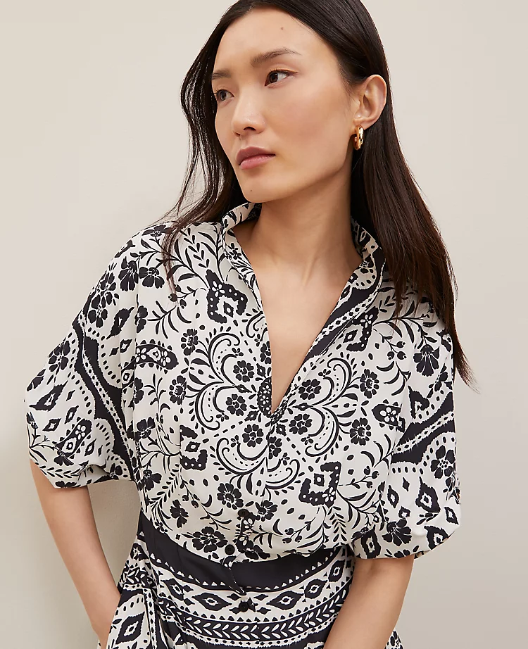 Petite Tiled Satin Button Dress Black 5 Petite Tiled Satin Button Dress Black - Image 3