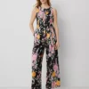 Petite Floral Belted Sleeveless Jumpsuit Black B 2 Petite Floral Belted Sleeveless Jumpsuit Black B -Anntaylor Shop 857436 517692