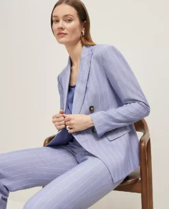 The Petite Double Breasted Cutaway Blazer In Pinstripe Velvet Morning 10 The Petite Double Breasted Cutaway Blazer In Pinstripe Velvet Morning -Anntaylor Shop 857498 5861 ALT2