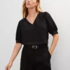 Petite V-Neck Popover Black -Anntaylor Shop 857516 2222
