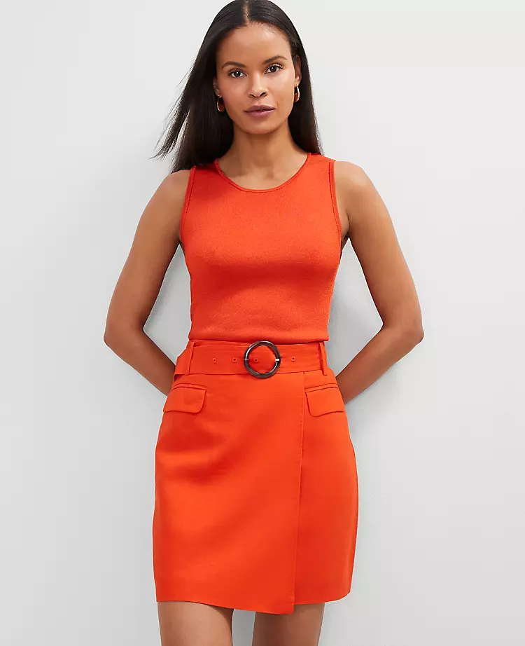 Petite Belted Wrap Skirt Red Pepper 3 Petite Belted Wrap Skirt Red Pepper