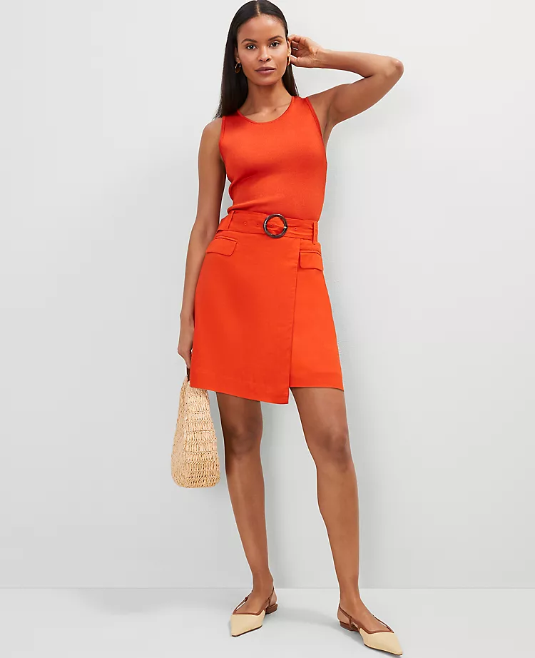 Petite Belted Wrap Skirt Red Pepper 5 Petite Belted Wrap Skirt Red Pepper - Image 3