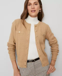 Petite Textured Cardigan Cafe Au Lait