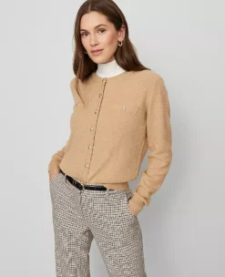 Petite Textured Cardigan Cafe Au Lait -Anntaylor Shop 857558 5824 ALT2