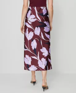 Floral Satin Bias Slip Skirt B Windsor Wine -Anntaylor Shop 857568 522831 ALT2