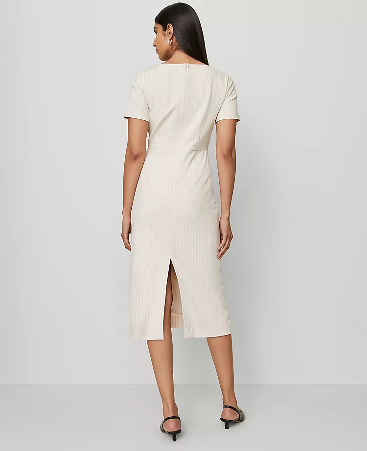 Petite Striped Midi Sheath Dress Black Cream Combo 4 Petite Striped Midi Sheath Dress Black Cream Combo - Image 2