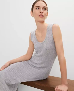Petite Scoop Neck LurexDress Silver Metallic 11 Petite Scoop Neck LurexDress Silver Metallic -Anntaylor Shop 857592 6055 ALT2