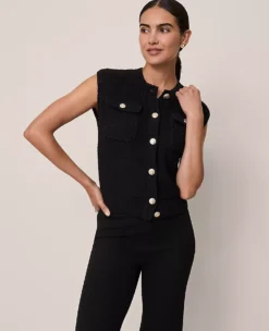 Petite Bouclé Sweater Vest Black