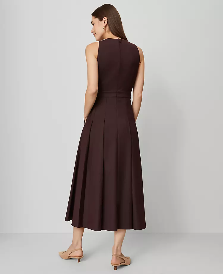 The Petite Crew Neck Pleated Midi Dress Classic Burgundy 4 The Petite Crew Neck Pleated Midi Dress Classic Burgundy - Image 2
