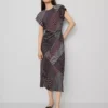 Petite Satin Twist Midi Dress Deep Purple Onyx -Anntaylor Shop 857626 523558