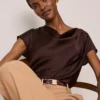 Satin Cowl Neck Top Pure Chocolate 1 Satin Cowl Neck Top Pure Chocolate -Anntaylor Shop 857650 7043