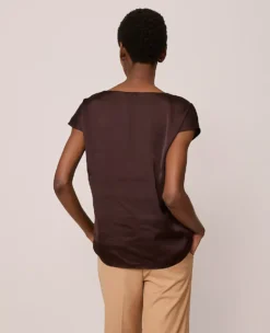 Satin Cowl Neck Top Pure Chocolate 7 Satin Cowl Neck Top Pure Chocolate -Anntaylor Shop 857650 7043 ALT1
