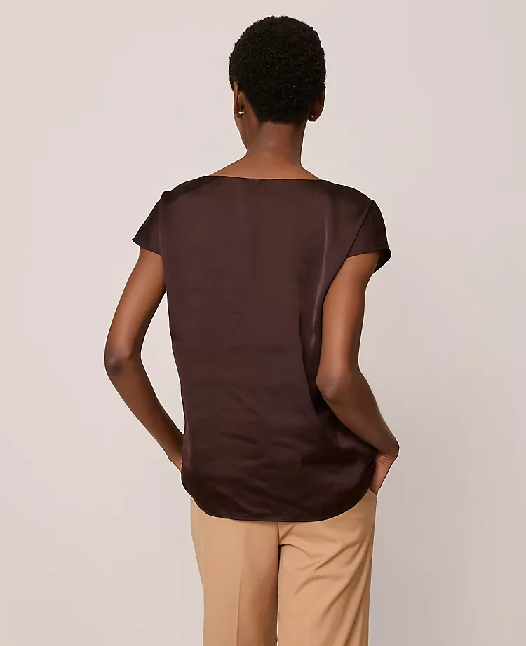Satin Cowl Neck Top Pure Chocolate 4 Satin Cowl Neck Top Pure Chocolate - Image 2