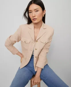 The Petite Military Blazer Jacket In Tweed Pale Sandalwood 7 The Petite Military Blazer Jacket In Tweed Pale Sandalwood -Anntaylor Shop 857663 019781 ALT2