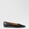 Weekend Collection Pointy Toe Croco Ballet Flat Black -Anntaylor Shop 857703 2222