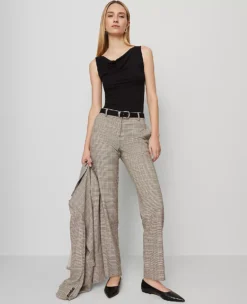 The Straight Pant In Plaid Copper/Cream Multi