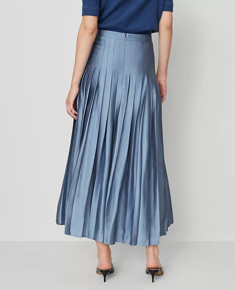Petite Satin Pleated Midi Skirt Cool Cascades 6 Petite Satin Pleated Midi Skirt Cool Cascades - Image 4