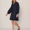Petite Weekend Collection Stand Collar Shift Dress Dark Chambray -Anntaylor Shop 857807 0603