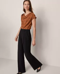 The Side Button Wide-Leg Pant Black