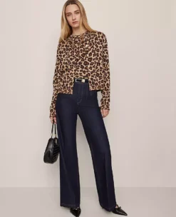 Petite Animal Print Jacquard Sweater Shell Almond Croissant -Anntaylor Shop 857935 522787 ALT3