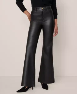 The Faux Leather Flare Pant Black -Anntaylor Shop 857948 2222 ALT1