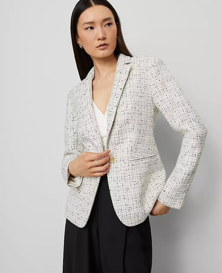 The Petite Hutton Blazer In Tweed Charcoal/White Combo 3 The Petite Hutton Blazer In Tweed Charcoal/White Combo